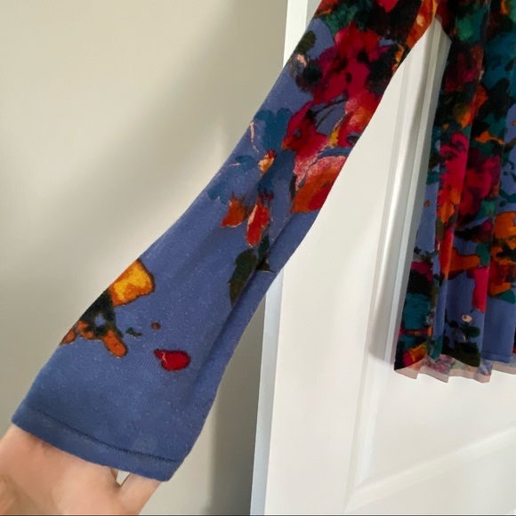 Soft Surroundings Fleur Aquarelle Floral Cotton Sweater w MEASUREMENTS Sz S - Picture 5 of 7